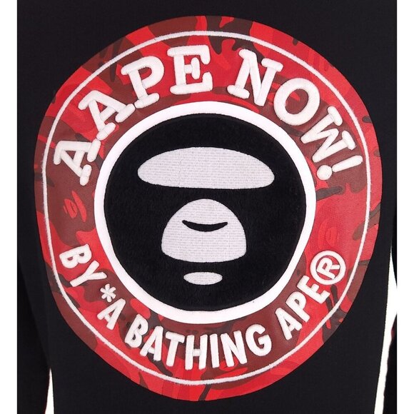 AAPE by A Bathing Ape Embroidered Logo Sweatshirt Size L Mens Red Camo - Picture 2 of 9